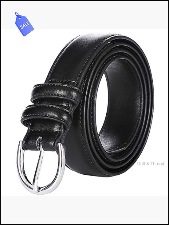 Genuine Leather Dress Belt with Single Prong Buckle, 1.1\